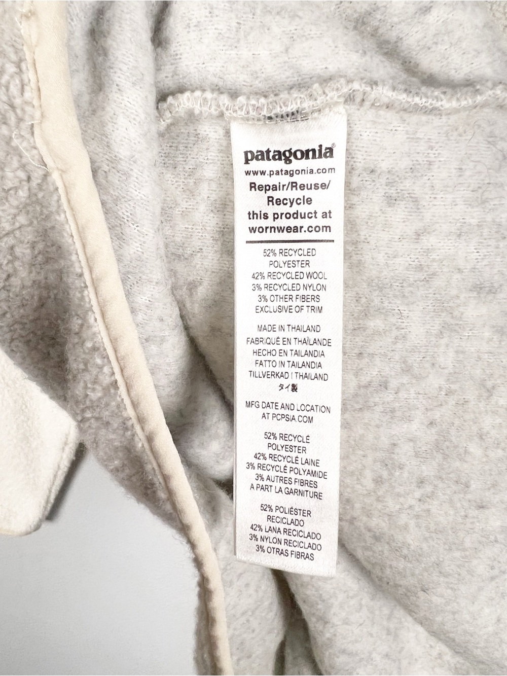 Patagonia Reclaimed Fleece Pullover in Birch White Size Medium - Picture 5 of 6